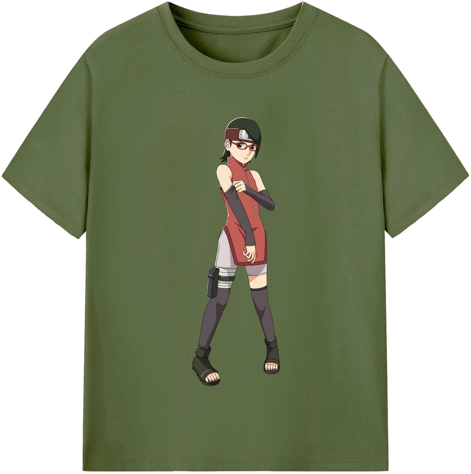 （画像用） NARUTO -ナルト- うちは サラダ Uchiha Sarada 綿100％半袖Tシャツ（フロントプリント）